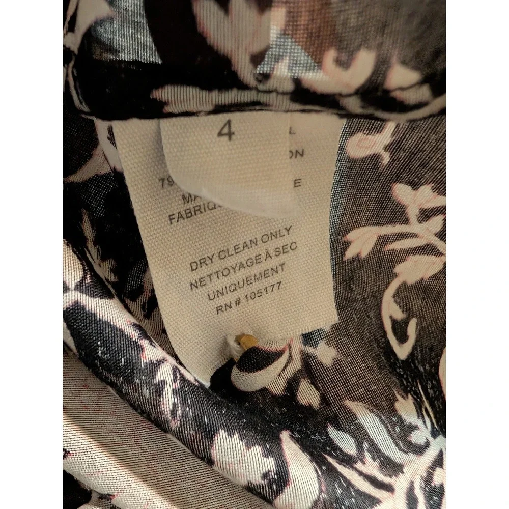 Ulla Johnson Black Floral Silk Cotton Puff Short Sleeve Mock Neck Top Size 4